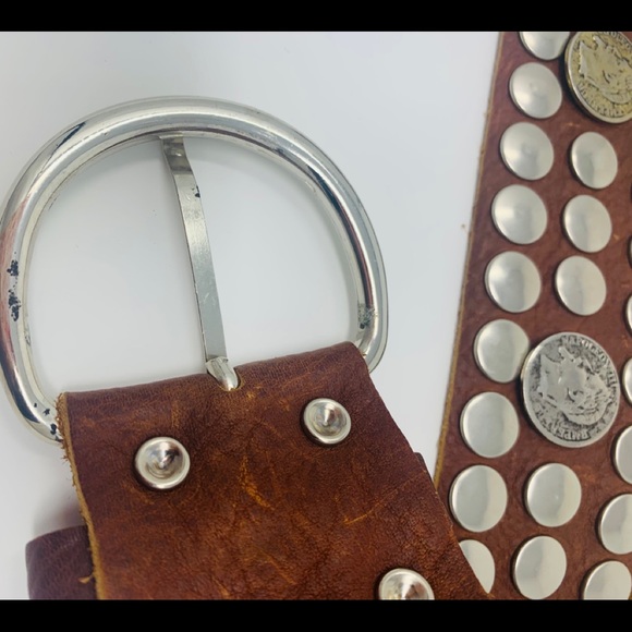 Brown Coin Faux Leather Belt Napoleon Emperor - Picture 6 of 10